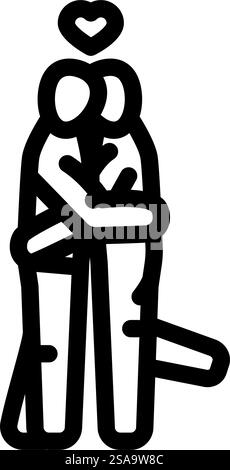 coppia gay lgbt love line icon vector. segno d'amore per coppie gay lgbt. illustrazione nera del simbolo del contorno isolato. illustrazione vettoriale dell'icona della linea d'amore gay lgbt coppia Illustrazione Vettoriale