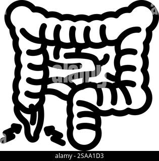 appendectomia vettore icona linea chirurgica. segno di intervento chirurgico per appendectomia. illustrazione nera del simbolo del contorno isolato. illustrazione vettoriale dell'icona della linea di intervento dell'appendicectomia Illustrazione Vettoriale