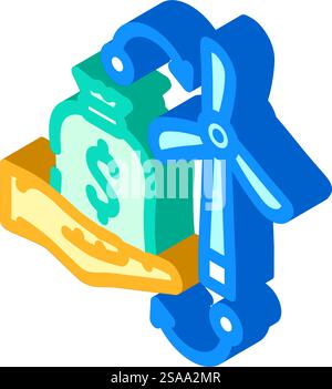 vettore icona isometrico per il risparmio energetico del credito rinnovabile. segnale di conservazione dell'energia del credito rinnovabile. illustrazione del simbolo isolato. illustrazione vettoriale dell'icona isometrica per il risparmio energetico del credito rinnovabile Illustrazione Vettoriale