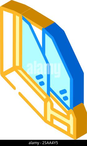 vettore icona isometrica per il risparmio energetico delle finestre a doppio riquadro. segnale di risparmio energetico delle finestre a doppio pannello. illustrazione del simbolo isolato. illustrazione vettoriale dell'icona isometrica di risparmio energetico delle finestre a doppio riquadro Illustrazione Vettoriale