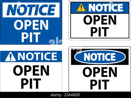 Cartello di avviso Open Pit Illustrazione Vettoriale