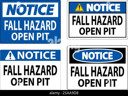 Cartello segnaletico pericolo di caduta - aprire la fossa Illustrazione Vettoriale