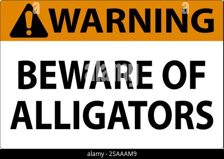Cartello di avvertenza attenzione agli alligatori Illustrazione Vettoriale