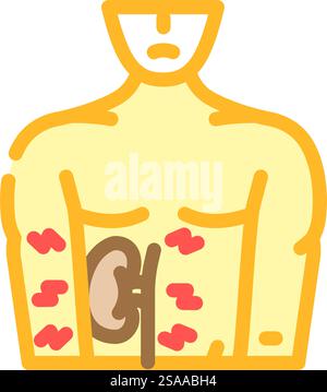 vettore dell'icona di colore della malattia dell'uomo renale. segno di malattia dell'uomo renale. illustrazione del simbolo isolato. illustrazione vettoriale dell'icona del colore della malattia dell'uomo renale Illustrazione Vettoriale