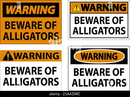 Cartello di avvertenza attenzione agli alligatori Illustrazione Vettoriale
