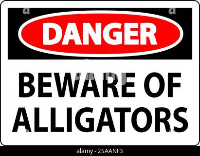 Cartello di pericolo attenzione agli alligatori Illustrazione Vettoriale
