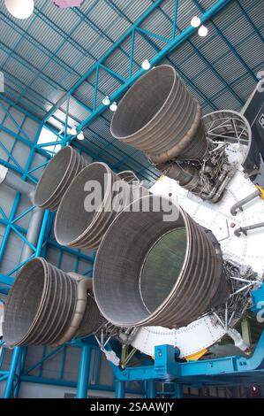 Il Saturn V era un razzo multistadio a combustibile liquido non utilizzabile utilizzato dai programmi Apollo e Skylab della NASA dal 1967 al 1973 Foto Stock