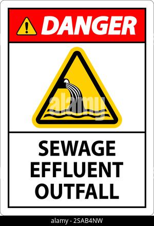 Segnale di sicurezza per l'acqua pericolo - fuoriuscita di effluenti di scarico Illustrazione Vettoriale