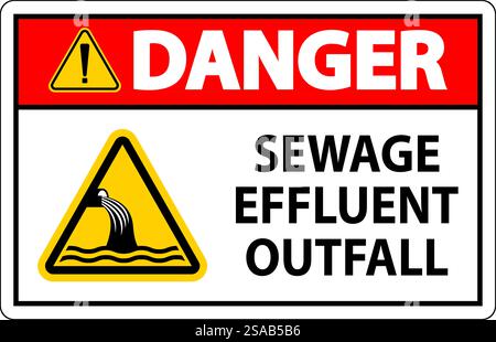 Segnale di sicurezza per l'acqua pericolo - fuoriuscita di effluenti di scarico Illustrazione Vettoriale