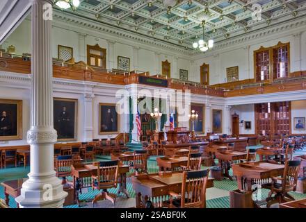 Camera del Senato presso il Campidoglio di Austin, Texas, USA Foto Stock
