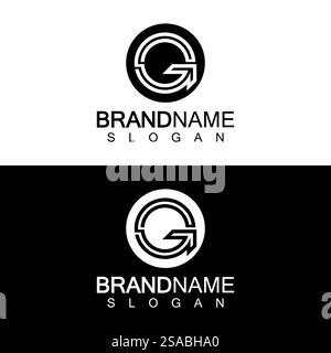 Modello vettoriale logo freccia G lettera Illustrazione Vettoriale