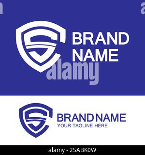 Logo CS o logo SC. Logo Creative Letter CS o SC monogram forma a scudo. Illustrazione Vettoriale