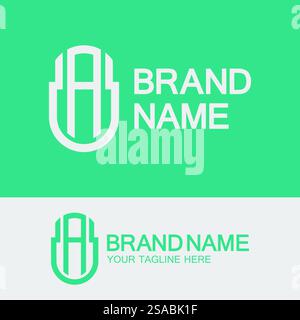 Modello di logo Creative Letter AU o UA Illustrazione Vettoriale