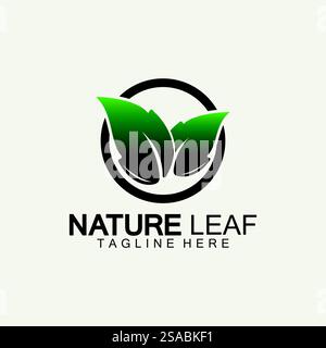 Loghi di foglia verde ecologia natura elemento icona vettore Illustrazione Vettoriale