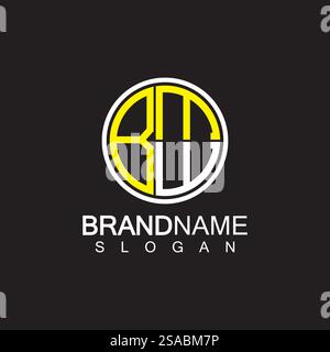 Modello di design con logo BMW Letter isolato su sfondo nero Illustrazione Vettoriale