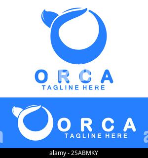 Illustrazione vettoriale del logo Orca della balena assassina Illustrazione Vettoriale