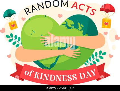 Random Acts of Kindness Vector Illustration il 17 febbraio varie piccole azioni per dare felicità con amore in Flat Cartoon background Design Illustrazione Vettoriale