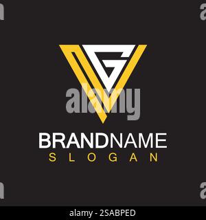 Modello di design del logo VG o GV con lettere alfabetiche Illustrazione Vettoriale