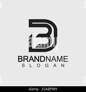 Modello di disegno del logo BD o DB in lettere astratte - vettore. Illustrazione Vettoriale