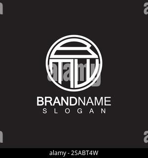 Modello di design con logo BMW Letter isolato su sfondo nero Illustrazione Vettoriale