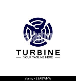 Logo Modern turbine Logo Design per aviazione, azienda, marchio, industria, energia eolica. Con un concetto moderno. Illustrazione Vettoriale