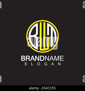 Modello di design con logo BMW Letter isolato su sfondo nero Illustrazione Vettoriale