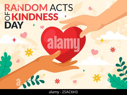 Random Acts of Kindness Vector Illustration il 17 febbraio varie piccole azioni per dare felicità con amore in Flat Cartoon background Design Illustrazione Vettoriale