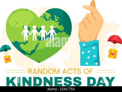 Random Acts of Kindness Vector Illustration il 17 febbraio varie piccole azioni per dare felicità con amore in Flat Cartoon background Design Illustrazione Vettoriale