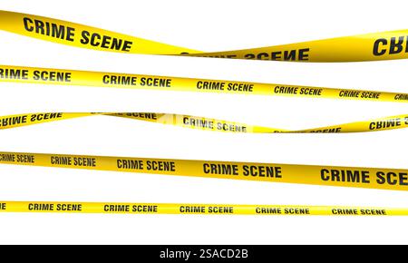 I nastri della scena del crimine limitano l'accesso su sfondo trasparente 3d. Foto Stock