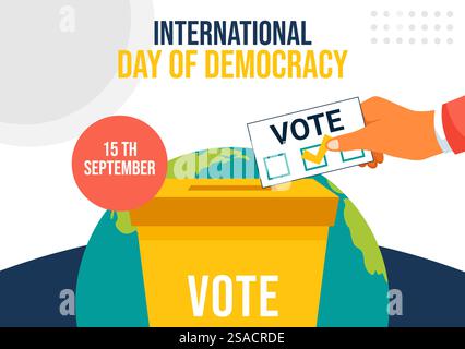 Illustrazione dei modelli disegnati a mano di un cartone animato piatto per la giornata della democrazia sui social media Illustrazione Vettoriale