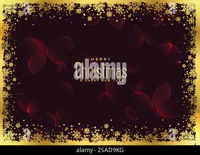 Golden telaio a fiocchi di neve sullo sfondo di Natale Illustrazione Vettoriale