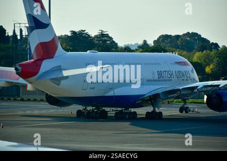 Parcheggio dell'Airbus A380 all'Aeroporto di Johannesburg - Sud Africa, Aeroporto di Johannesburg Foto Stock