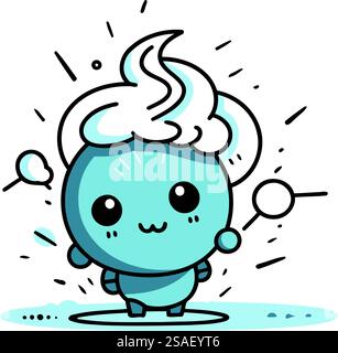 Carino cartoni animati Happy boy con bolla vocale. Illustrazione vettoriale. Illustrazione Vettoriale