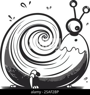 Lumaca dei cartoni animati. Illustrazione vettoriale. Isolato su sfondo bianco. Illustrazione Vettoriale