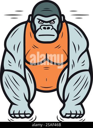 Gorilla mascotte. Illustrazione di cartoni animati della mascotte gorilla per il web design Illustrazione Vettoriale