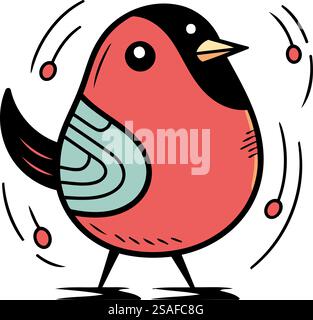 Illustrazione di un carino bullfinch. Clip art vettoriale. Illustrazione Vettoriale