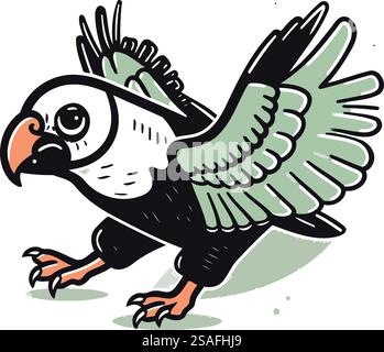 Immagine in stile cartone animato di un uccello avvoltoio. Illustrazione vettoriale. Illustrazione Vettoriale