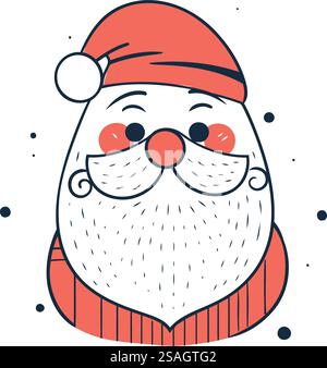 Babbo Natale di Natale. Illustrazione vettoriale disegnata a mano in stile doodle. Illustrazione Vettoriale