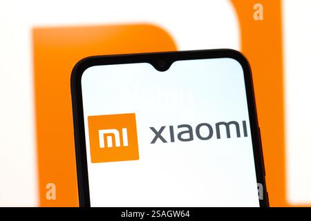 Ottawa, Canada. 29 gennaio 2025. In questa immagine, il logo Xiaomi, Inc. Viene visualizzato sullo schermo di uno smartphone. Credito: SOPA Images Limited/Alamy Live News Foto Stock