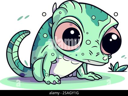 Carino lucertola. Illustrazione vettoriale di un divertente rettile. Illustrazione Vettoriale