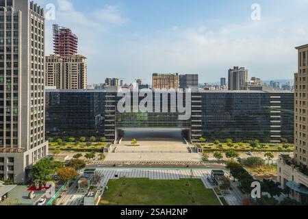Vista aerea del Consiglio cittadino di Taichung nella città di Taichung, Taiwan Foto Stock