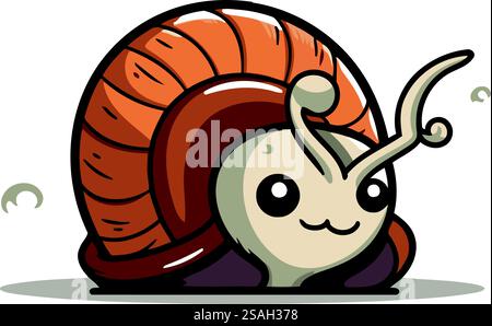 Carina illustrazione vettoriale del personaggio della mascotte di Lumaca. Illustrazione Vettoriale