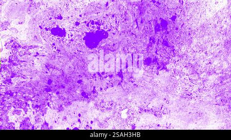 Sfondo in marmo astratto da diverse sfumature di viola. Macchie bianche. Macchie caotiche, onde, strisce e punti. Formano texture diverse. Foto Stock