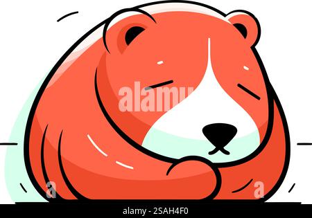 Grazioso criceto che dorme. Illustrazione vettoriale in stile cartone animato piatto. Illustrazione Vettoriale