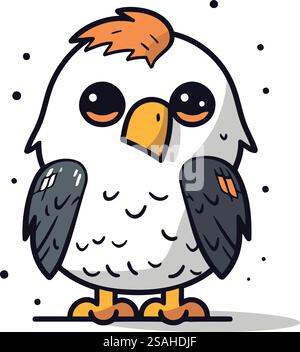 Carino Cartoon Eagle Vector Illustration. Carino Gufo uccello Illustrazione Vettoriale