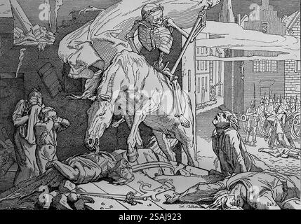 Francia. 1830 Rivoluzione. Incisione satirica di CH. Collette ispirata alle danze della morte del XV secolo, per illustrare i terribili giorni di J Foto Stock