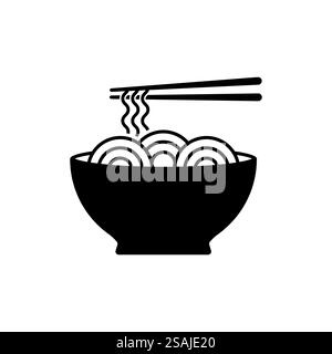 Icona della ciotola di Ramen. Semplice icona a forma di ramen per social media, app e web design. Illustrazione vettoriale Illustrazione Vettoriale