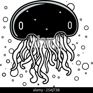 icona meduse su sfondo bianco. stile linea. illustrazione vettoriale Illustrazione Vettoriale