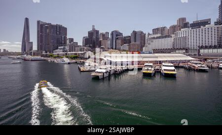 Sydney, NSW, Australia - skyline della città nel Darling Harbour Foto Stock