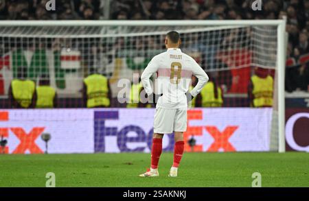 Stoccarda, Germania. 29 gennaio 2025. Enzo Millot VfB Stuttgart (08) enttaeuscht Champions League VfB Stuttgart vs Paris St. Germain LE NORMATIVE DFL PSG 29.01.2025 VIETANO QUALSIASI USO DI FOTOGRAFIE COME SEQUENZE DI IMMAGINI E/O QUASI-VIDEO/dpa/Alamy Live News Foto Stock